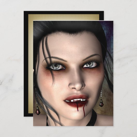Dark Vampire Beauty Postcard Postkarte (Vorne/Hinten)