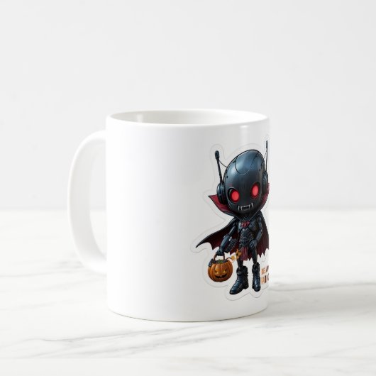Dark Vampire Robot Halloween Spooky Sci-Fi-Kaffee Kaffeetasse (Vorderseite Links)