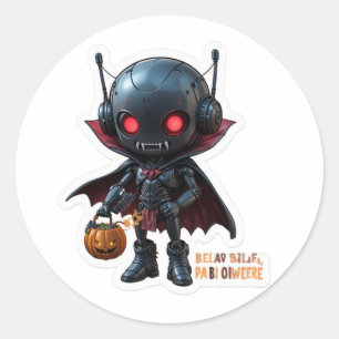 Dark Vampire Robot Spooky Screi Halloween Design Runder Aufkleber