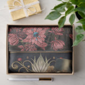 Dark Victorian Girl White Owl Floral Abstract Art  Seidenpapier (Geschenk)