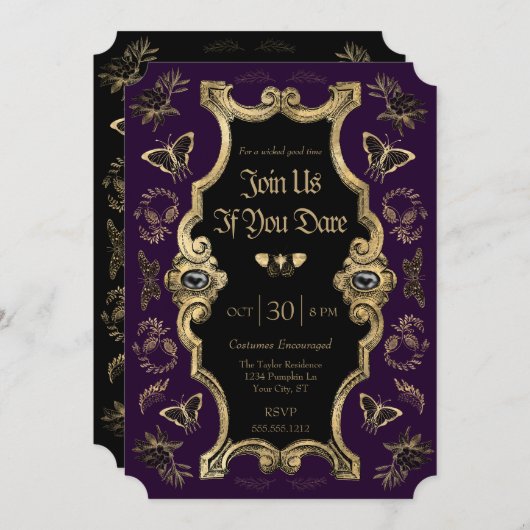 Dark Viktorianisch Gothic Adult Halloween-Party Einladung (Vorne/Hinten)