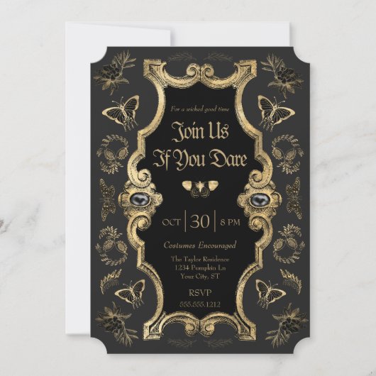 Dark Viktorianisch Gothic Adult Halloween-Party Einladung (Vorderseite)