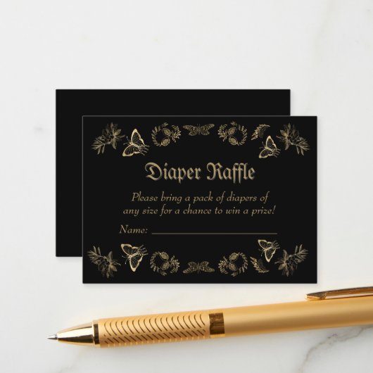 Dark Viktorianisch Gothic Diaper Raffle Baby Dusch Begleitkarte (Vorderseite/Rückseite Beispiel)