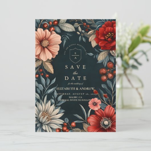 Dark Viktorianisch Romance Wedding Save The Date (Stehend Vorderseite)
