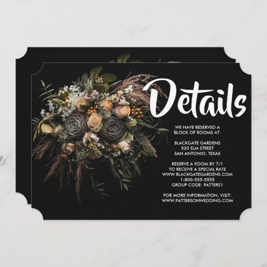 Dark Vintag Floral Einladung (Vorne/Hinten)