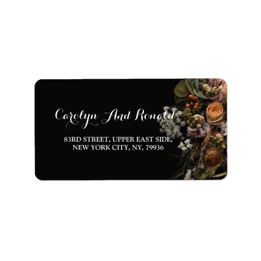 Dark Vintag Floral Label Adressaufkleber (Vorne)