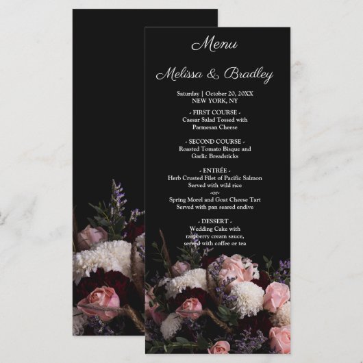 Dark Vintag Floral Menu Programm (Vorne/Hinten)