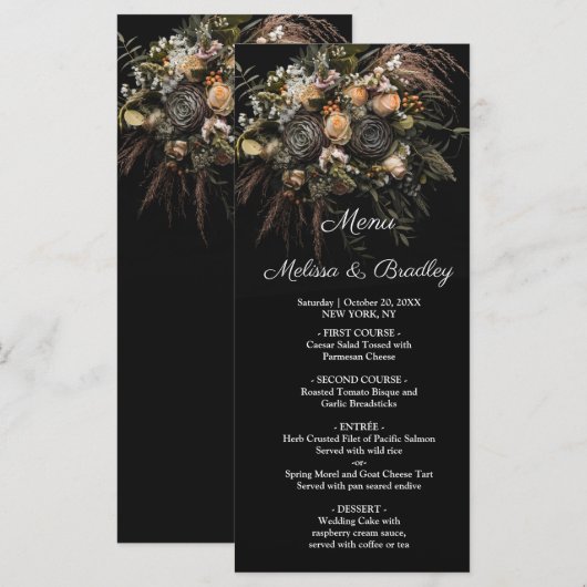Dark Vintag Floral Menu Programm (Vorne/Hinten)