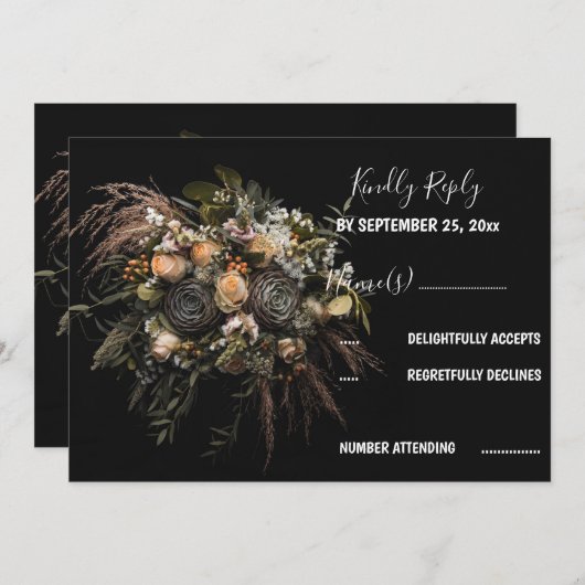 Dark Vintag Floral UAWG Einladung (Vorne/Hinten)