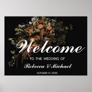 Dark Vintag Floral Wedding Welcome Poster