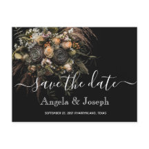 Dark Vintag orange Floral Save the Date Ann