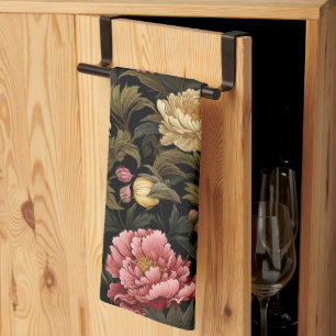 Dark Vintag Peony Floral Gemustert Geschirrtuch