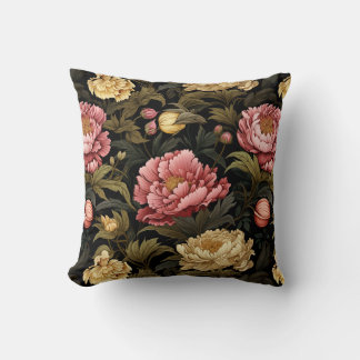 Dark Vintag Peony Floral Gemustert Kissen