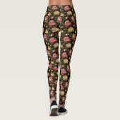 Dark Vintag Peony Floral Gemustert Leggings (Rückseite)