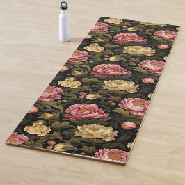 Dark Vintag Peony Floral Gemustert Yogamatte