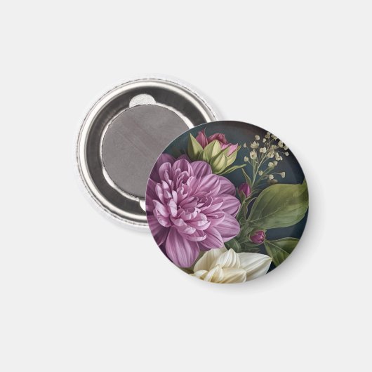 Dark Vintage Flowers Magnet (Vorderseite/Rückseite)