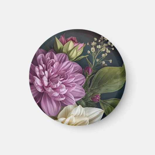Dark Vintage Flowers Magnet (Vorne)