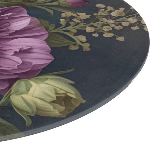 Dark Vintage Flowers Schneidebrett (Ecke)