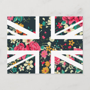 Dark Vintage Rose Union Jack British(UK) Flag Postkarte