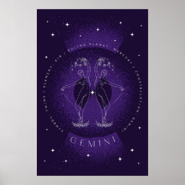 Dark Violet Elegant Gemini Poster Portrait