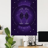 Dark Violet Elegant Gemini Poster Portrait (Heimbüro)
