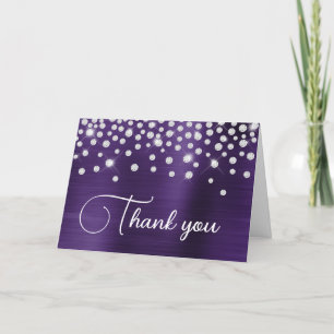 Dark Violet Foil Diamond Confetti 50. Geburtstag Dankeskarte
