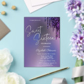 Dark Violet Glitter Drips Violet Sweet 16 Acryleinladungen (In Situ (Hochzeit))