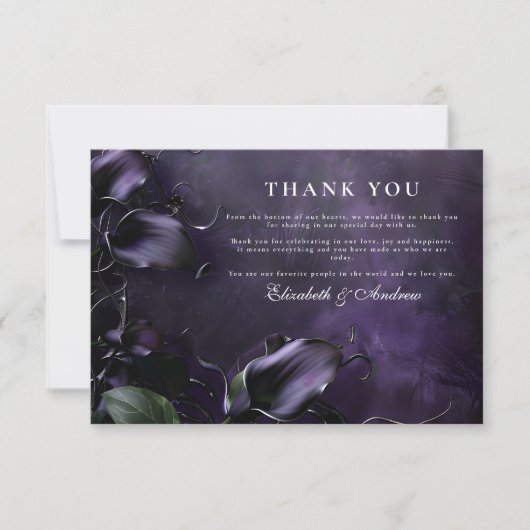 Dark Violet Gothic Romance Dankeskarte (Vorderseite)