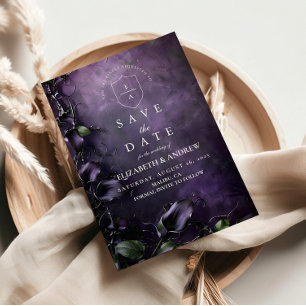 Dark Violet Gothic Romance Save The Date