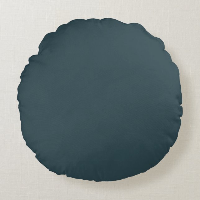 Dark Viridian Blue-Green Solid Rundes Kissen (Vorderseite)