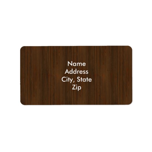 Dark Walnut Brown Bamboo Wood Grain Look Adressaufkleber (Vorne)