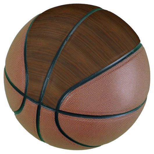 Dark Walnut Brown Bamboo Wood Grain Look Basketball (angewinkelt)