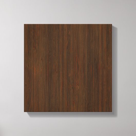 Dark Walnut Brown Bamboo Wood Grain Look Leinwanddruck (Vorderseite)