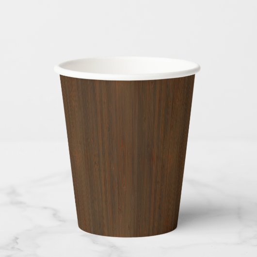 Dark Walnut Brown Bamboo Wood Grain Look Pappbecher (Vorderseite)
