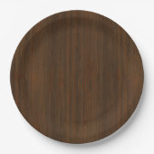 Dark Walnut Brown Bamboo Wood Grain Look Pappteller (Vorderseite)