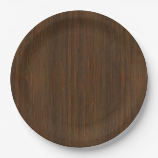Dark Walnut Brown Bamboo Wood Grain Look Pappteller