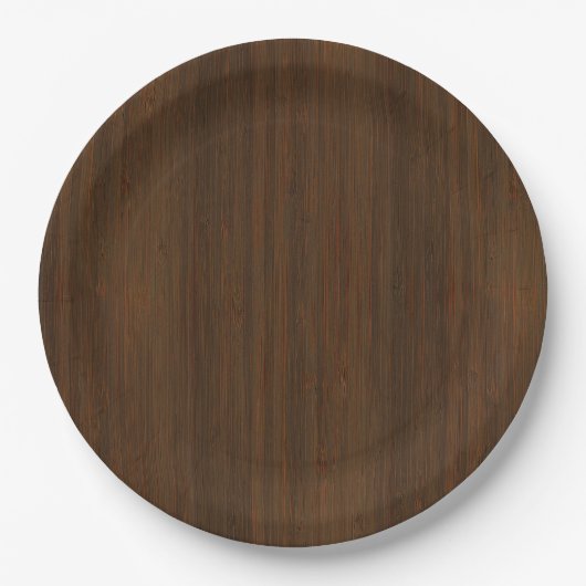 Dark Walnut Brown Bamboo Wood Grain Look Pappteller (Vorderseite)