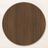 Dark Walnut Brown Bamboo Wood Grain Look Runder Pappuntersetzer (Vorderseite)