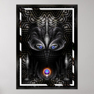 Dark Warrior Sculpture Fractal Art Poster