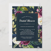 Dark Watercolor Floral Boho | Brautparty Einladung (Vorderseite)