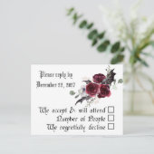 Dark Wedding Spider Web Coffin Gothic Wedding RSVP Einladungspostkarte (Stehend Vorderseite)