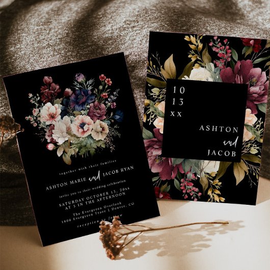 Dark Wedding Stationery Floral Wedding Einladungen