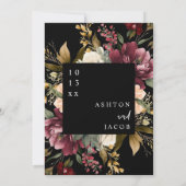 Dark Wedding Stationery Floral Wedding Einladungen (Rückseite)