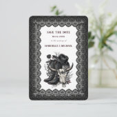 Dark Western Cowboy Gothic Lace Save The Date (Stehend Vorderseite)