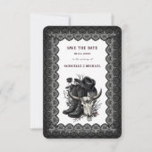 Dark Western Cowboy Gothic Lace Save The Date (Vorderseite)