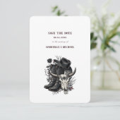 Dark Western Cowboy Gothic Simple Save The Date (Stehend Vorderseite)