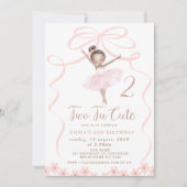 Dark Whimsical Ballerina Two Tu Niedliche Geburtst Einladung (Vorderseite)