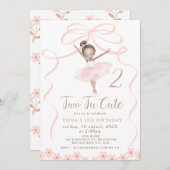 Dark Whimsical Ballerina Two Tu Niedliche Geburtst Einladung (Vorne/Hinten)