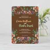 Dark Wild Blume Hochzeit Thema Einladung (Stehend Vorderseite)