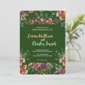 Dark Wild Blume Hochzeit Thema Einladung (Stehend Vorderseite)